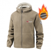 双面摇粒绒抓绒衣秋冬季挪威欧码男士加绒连帽外套抗寒保暖夹克潮